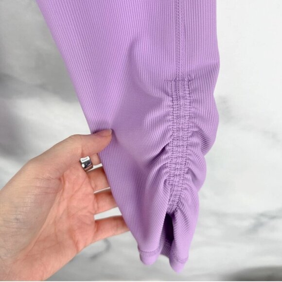 WILO the Label Australia Lavender High Waisted Ribbed Stretch Ruched Leggings - Picture 4 of 6